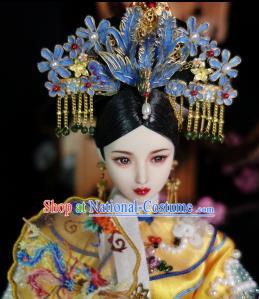 Chinese Ancient Qing Dynasty Manchu Imperial Consort Phoenix Headwear Traditional Palace Hair Accessories for Women