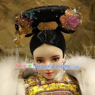 Chinese Ancient Imperial Consort Headwear Traditional Qing Dynasty Palace Manchu Hair Accessories for Women