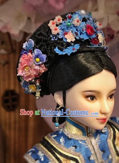 Chinese Ancient Imperial Consort Hat Headwear Traditional Qing Dynasty Palace Manchu Hair Accessories for Women