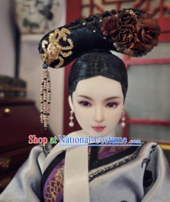 Chinese Ancient Manchu Imperial Consort Headwear Traditional Qing Dynasty Palace Hair Accessories for Women