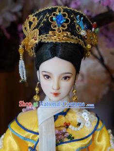 Chinese Ancient Manchu Queen Headwear Traditional Qing Dynasty Palace Hair Accessories for Women