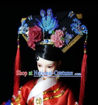 Chinese Ancient Imperial Consort Cloisonne Headwear Traditional Qing Dynasty Palace Manchu Hair Accessories for Women