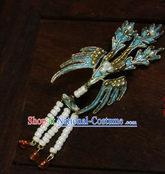 Chinese Ancient Cloisonne Phoenix Hairpins Traditional Qing Dynasty Palace Manchu Imperial Consort Hair Accessories for Women