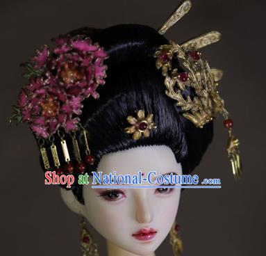 Chinese Ancient Tang Dynasty Imperial Consort Hairpins Headwear Traditional Palace Hair Accessories for Women