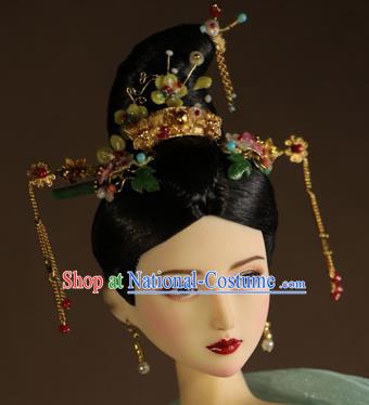 Chinese Ancient Imperial Concubine Hairpins Headwear Traditional Tang Dynasty Hair Accessories for Women