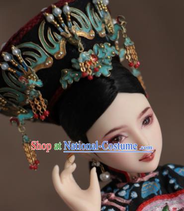 Chinese Ancient Palace Empress Phoenix Hat Headwear Traditional Qing Dynasty Manchu Queen Hair Accessories for Women