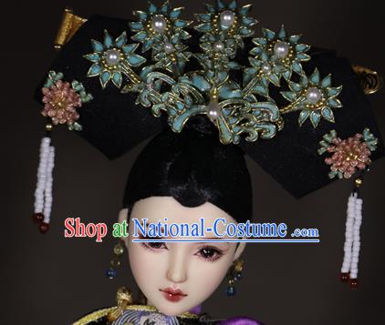 Chinese Ancient Palace Manchu Headwear Traditional Qing Dynasty Imperial Consort Hair Accessories for Women