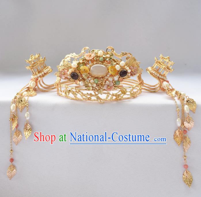 Chinese Ancient Princess Hairpins Phoenix Coronet Traditional Hanfu Hair Accessories for Women