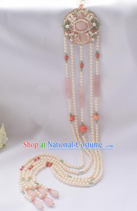 Handmade Chinese Ancient Princess Pearls Tassel Pendant Traditional Hanfu Waist Accessories for Women