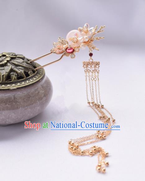 Chinese Ancient Princess Golden Tassel Hairpins Traditional Hanfu Hair Accessories for Women