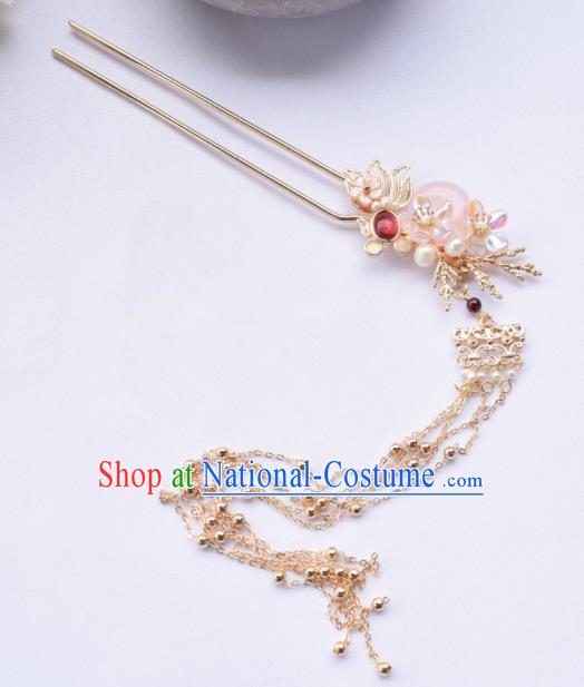 Chinese Ancient Princess Golden Tassel Hairpins Traditional Hanfu Hair Accessories for Women