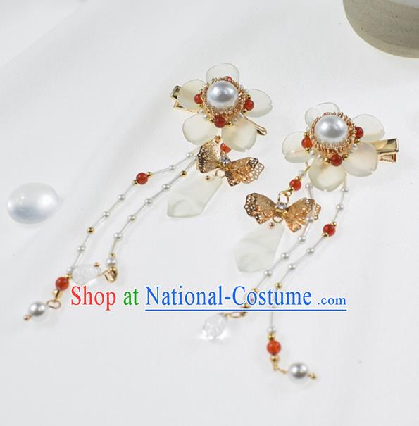 Chinese Ancient Princess Flower Tassel Hair Claws Hairpins Traditional Hanfu Hair Accessories for Women