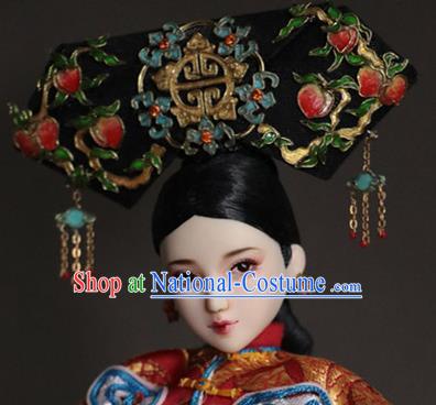 Chinese Ancient Palace Manchu Lady Headwear Traditional Qing Dynasty Imperial Consort Hair Accessories for Women