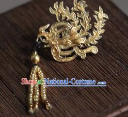 Chinese Ancient Queen Golden Phoenix Tassel Hairpins Traditional Hanfu Hair Accessories for Women