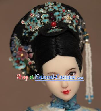 Chinese Ancient Manchu Concubine Headwear Traditional Qing Dynasty Palace Imperial Consort Hair Accessories for Women