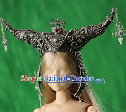 Chinese Ancient Female General Helmet Traditional Swordswoman Hanfu Hair Accessories for Women