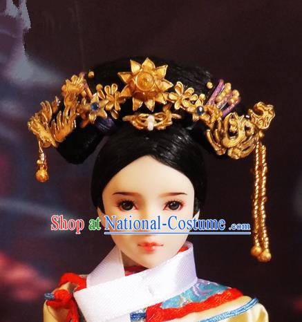 Chinese Ancient Palace Queen Headwear Traditional Qing Dynasty Manchu Empress Hair Accessories for Women