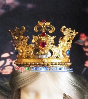 Chinese Ancient Queen Golden Royal Crown Traditional Hanfu Hair Accessories for Women