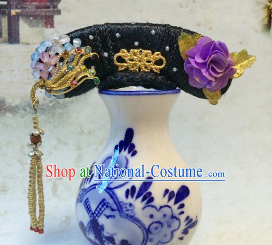 Chinese Ancient Manchu Palace Lady Headwear Traditional Qing Dynasty Princess Hair Accessories for Women