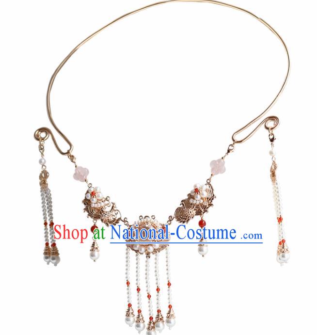 Handmade Chinese Hanfu Necklace Traditional Ancient Princess Tassel Necklet Accessories for Women