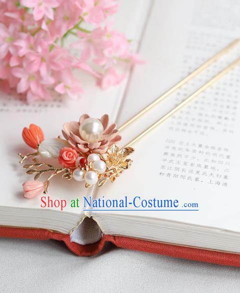 Chinese Ancient Princess Pearls Hairpins Tassel Step Shake Traditional Hanfu Hair Accessories for Women