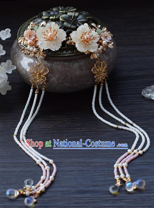 Chinese Ancient Princess Palace Long Tassel Hair Claws Hairpins Traditional Handmade Hanfu Hair Accessories Complete Set for Women