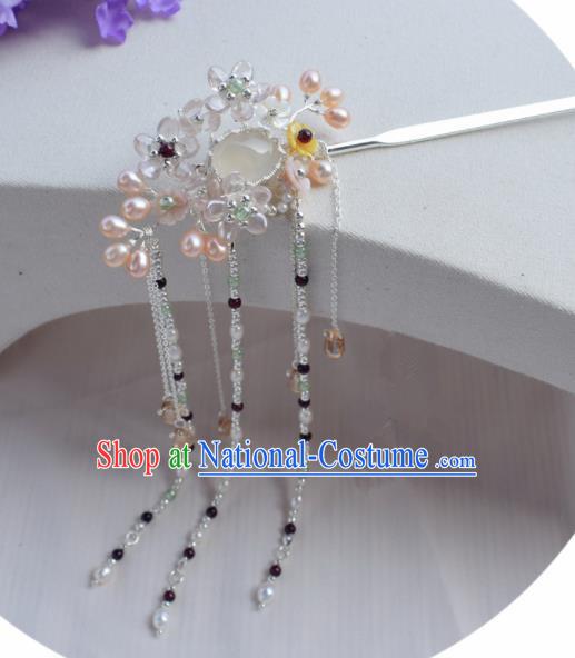 Chinese Ancient Princess Palace Pearls Tassel Hair Clip Hairpins Traditional Handmade Hanfu Hair Accessories for Women