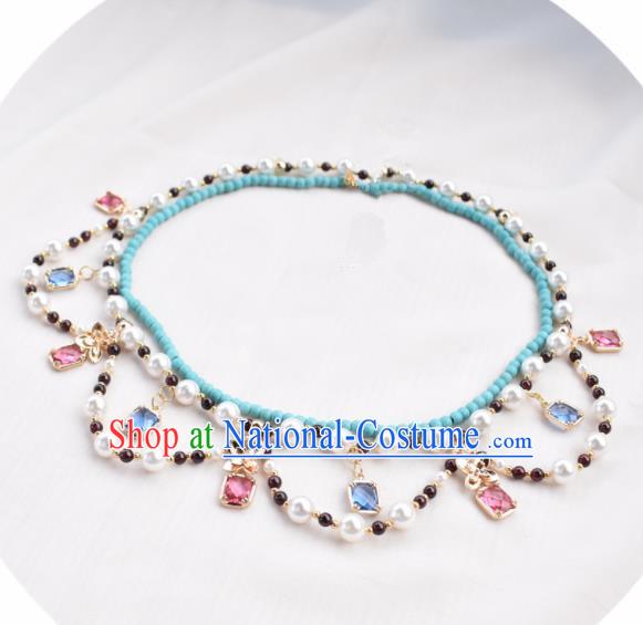 Handmade Chinese Hanfu Crystal Necklace Traditional Ancient Princess Necklet Accessories for Women