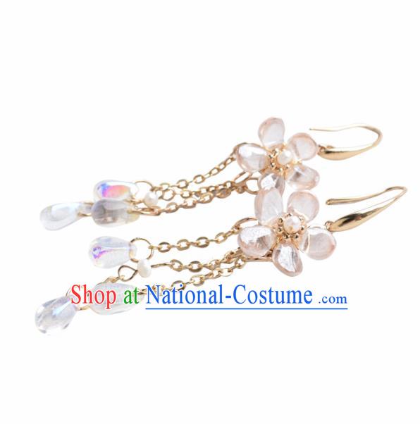 Chinese Ancient Princess Flower Ear Accessories Traditional Hanfu Golden Flower Earrings for Women