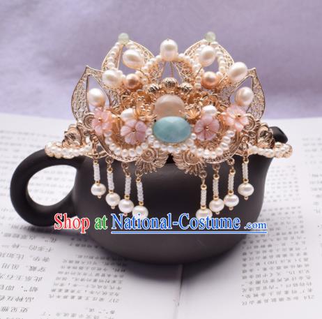 Chinese Ancient Princess Palace Pearls Hair Comb Hairpins Traditional Handmade Hanfu Hair Accessories for Women