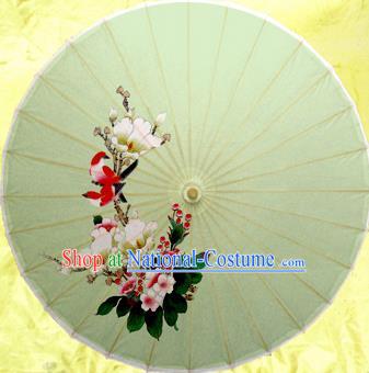 Handmade Chinese Traditional Printing Green Umbrellas Ancient Oiled Paper Umbrella