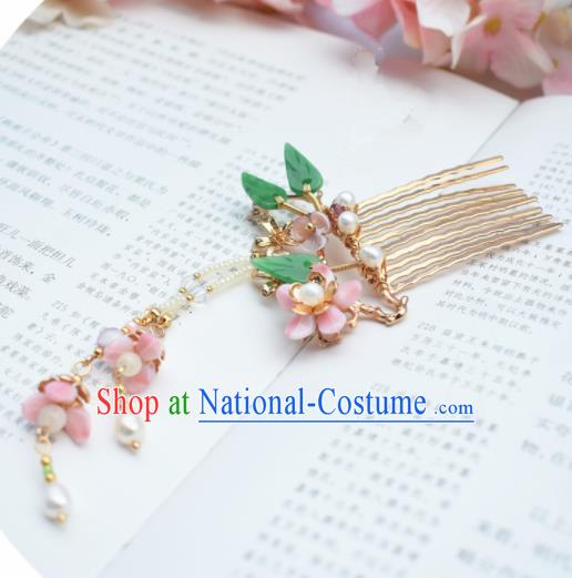 Chinese Ancient Princess Palace Golden Hair Comb Hairpins Traditional Handmade Hanfu Hair Accessories for Women