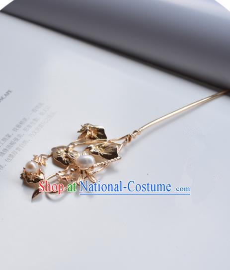 Chinese Ancient Princess Palace Golden Hairpins Traditional Handmade Hanfu Hair Accessories for Women