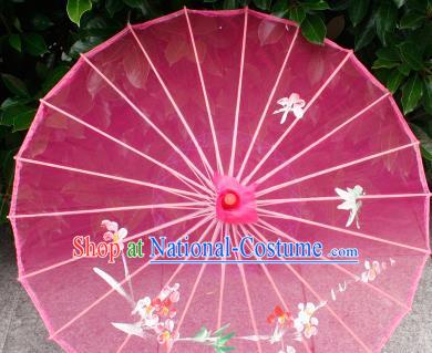 Handmade Printing Rosy Oiled Paper Umbrellas Chinese Traditional Ancient Princess Umbrella