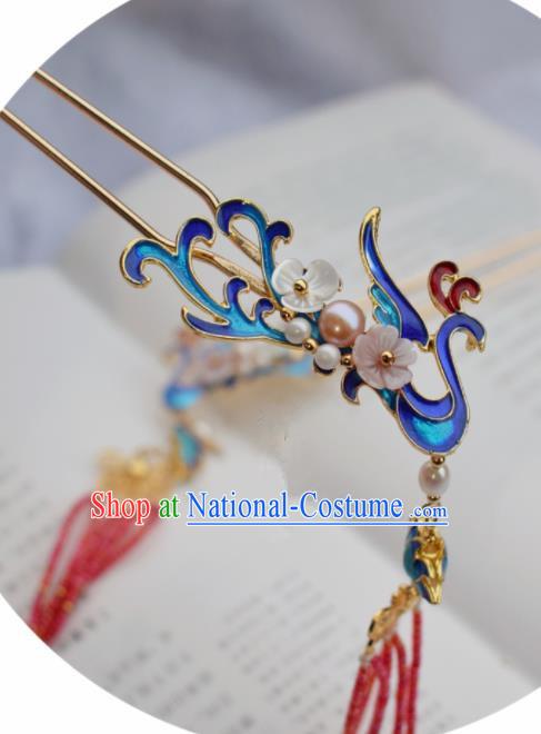 Chinese Ancient Princess Cloisonne Phoenix Hairpins Traditional Handmade Hanfu Hair Accessories for Women