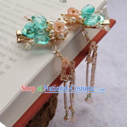 Chinese Ancient Palace Green Leaf Hair Claws Princess Hairpins Traditional Handmade Hanfu Hair Accessories for Women