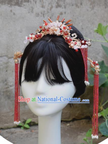 Chinese Ancient Palace Agate Hair Crown Princess Hairpins Traditional Handmade Hanfu Hair Accessories for Women