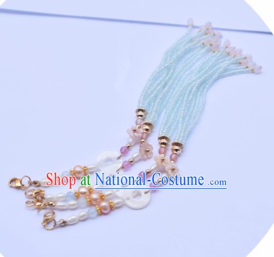 Handmade Chinese Ancient Princess Shell Tassel Pendant Traditional Hanfu Waist Accessories for Women