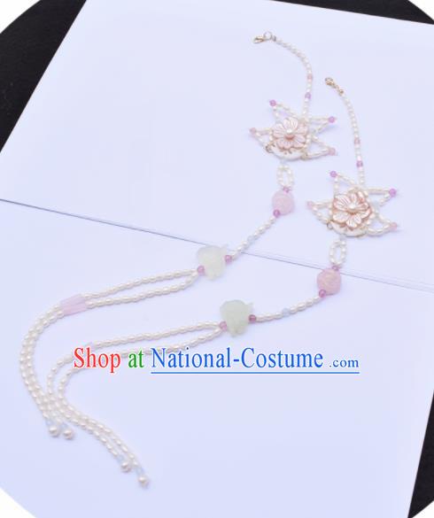 Handmade Chinese Ancient Princess Tassel Pendant Traditional Hanfu Pearls Waist Accessories for Women