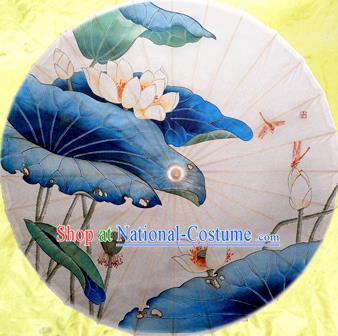 Chinese Ancient Oiled Paper Umbrella Traditional Handmade Printing Lotus Umbrellas