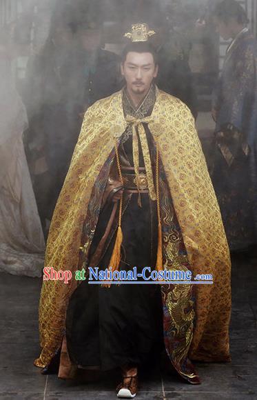 Chinese Ancient Drama Emperor Hanfu Clothing Traditional Northern and Southern Dynasties Historical Costume and Headwear for Men