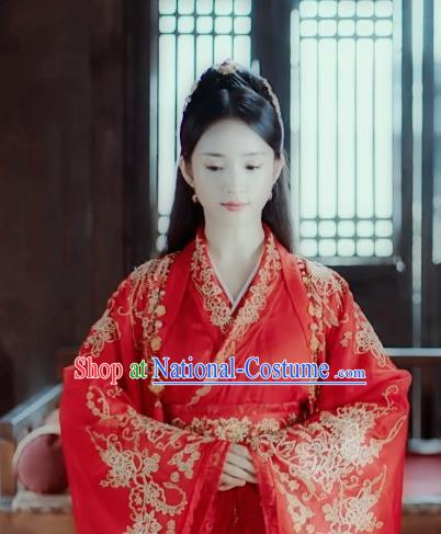 Chinese Ancient Princess Wedding Red Hanfu Dress Traditional Northern and Southern Dynasties Rani Historical Costume for Women