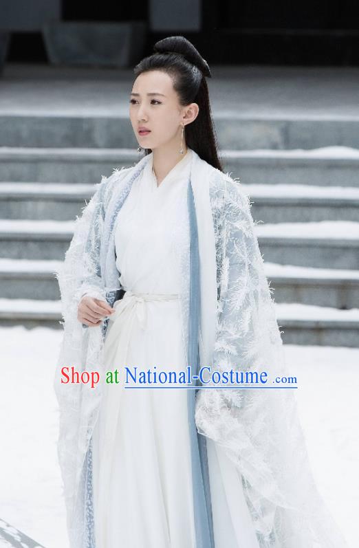 Madam White Snake Chinese Ancient Swordswoman Hanfu Dress Jin Dynasty Taoist Nun Historical Costume for Women