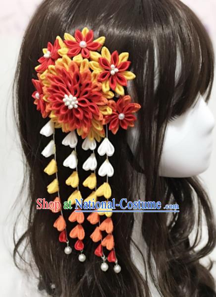 Japan Traditional Geisha Yukata Tassel Hair Claw Japanese Handmade Kimono Hair Accessories for Women