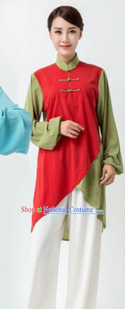 Chinese Traditional Tai Chi Red Costume Martial Arts Uniform Kung Fu Wushu Clothing for Women