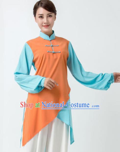 Chinese Traditional Tai Chi Orange Costume Martial Arts Uniform Kung Fu Wushu Clothing for Women