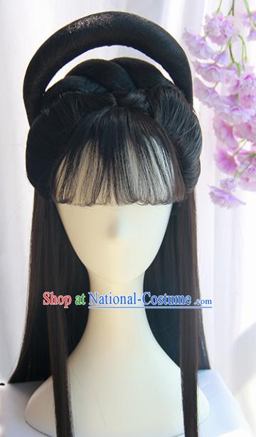 Handmade Chinese Ancient Princess Chignon Traditional Hanfu Wigs Sheath for Women