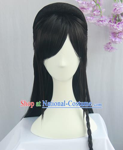 Handmade Chinese Ancient Jin Dynasty Princess Headpiece Chignon Traditional Hanfu Wigs Sheath for Women