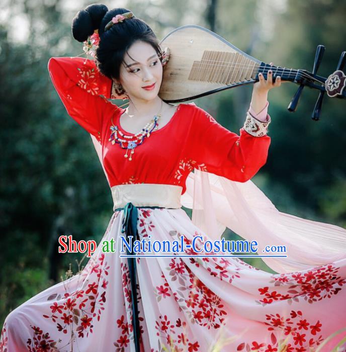 Traditional Chinese Ancient Dunhuang Flying Apsaras Hanfu Dress Tang Dynasty Princess Historical Costume for Women