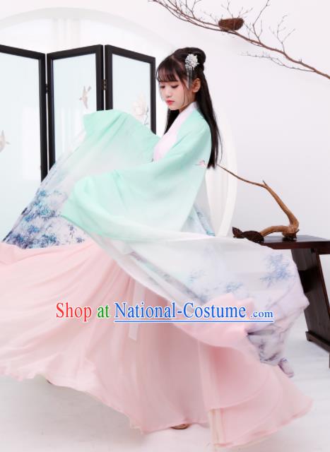 Chinese Ancient Princess Hanfu Dress Jin Dynasty Palace Historical Costume for Women